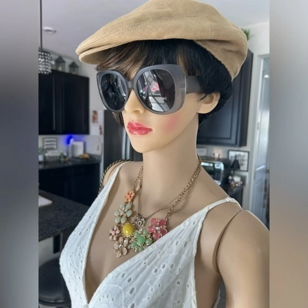 💋NWT black charcoal gunmetal statement oversized round sunglasses 😎 sunshades